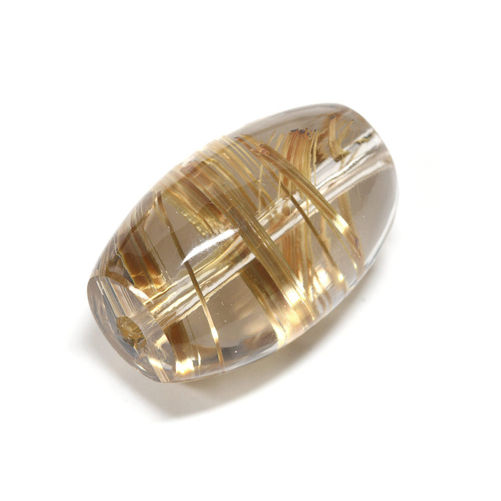 タイチンルチルクォーツ 天珠型ビーズ 12x18mm #QF374