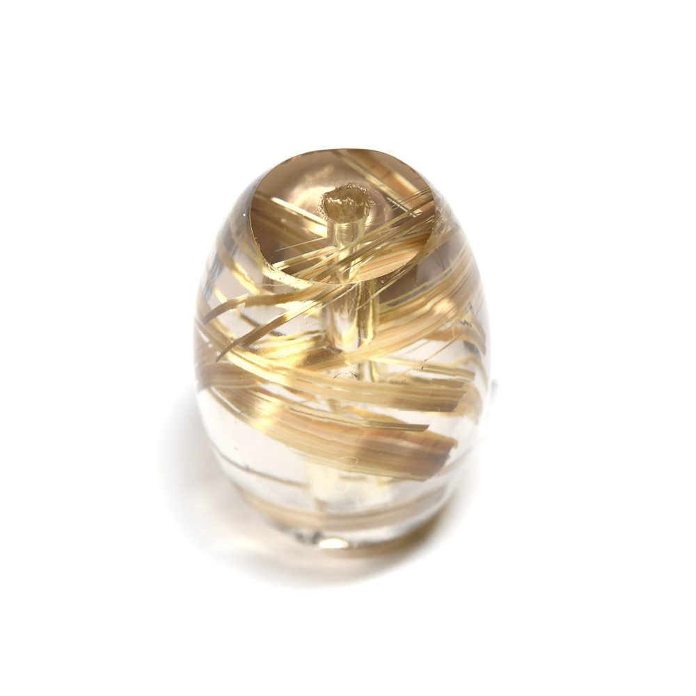 タイチンルチルクォーツ 天珠型ビーズ 12x18mm #QF374