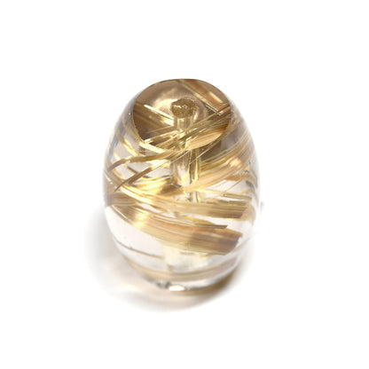 タイチンルチルクォーツ 天珠型ビーズ 12x18mm #QF374