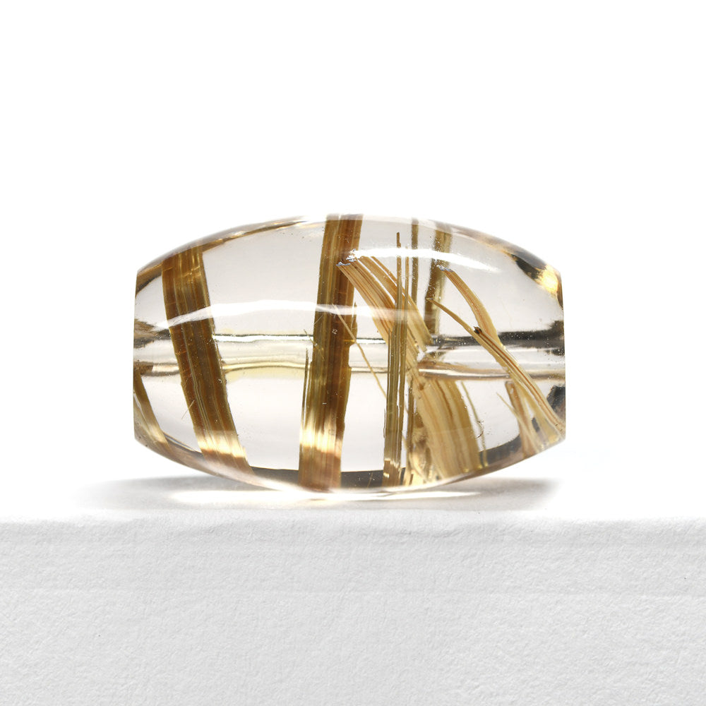 タイチンルチルクォーツ 天珠型ビーズ 12x18mm #QF374