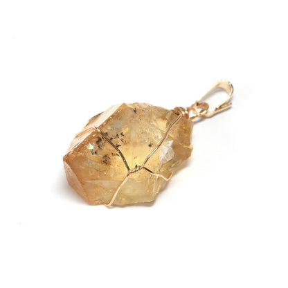 シトリン原石 ペンダントトップ 16.2x13.8x10.5mm #QH116