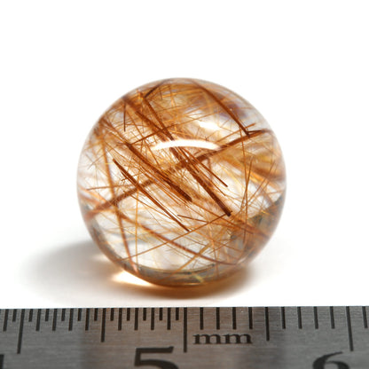 [高品質]オレンジルチルクォーツ 丸玉 13.4mm #QK238