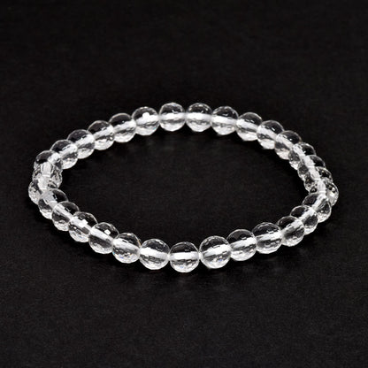 天然水晶 128面カットカットビーズ ブレスレット 6mm #QL140