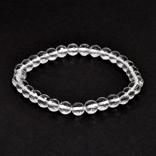 天然水晶 128面カットカットビーズ ブレスレット 6mm #QL140