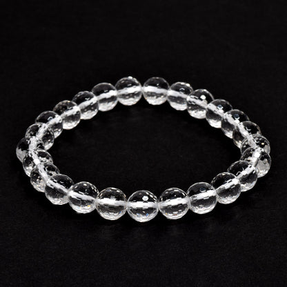 天然水晶 128面カットカットビーズ ブレスレット 8mm #QL141