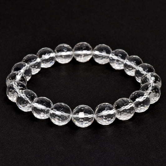 天然水晶 128面カットカットビーズ ブレスレット 10mm #QL142