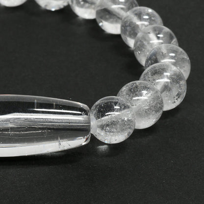 ヒマラヤ水晶 天珠＆ラウンドカットビーズ ブレスレット 30.3x10.6/8mm #RC113