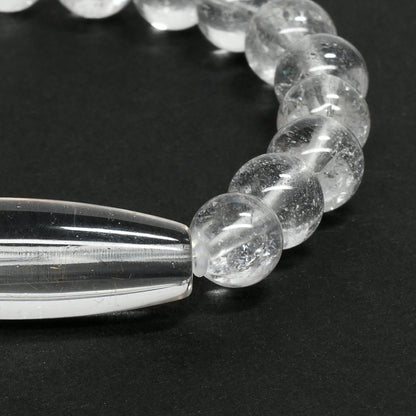 ヒマラヤ水晶 天珠＆ラウンドカットビーズ ブレスレット 31.7x10.2/8.5mm #RC119