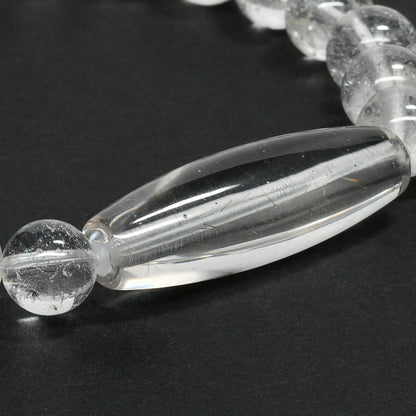 ヒマラヤ水晶 天珠＆ラウンドカットビーズ ブレスレット 31.7x10.2/8.5mm #RC119