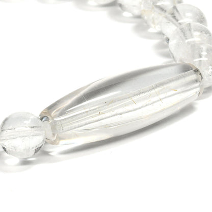 ヒマラヤ水晶 天珠＆ラウンドカットビーズ ブレスレット 31.7x10.2/8.5mm #RC119