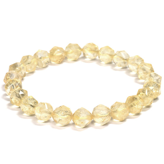 シトリン（ライトカラー） スターカットカットビーズ ブレスレット 8mm #RC232