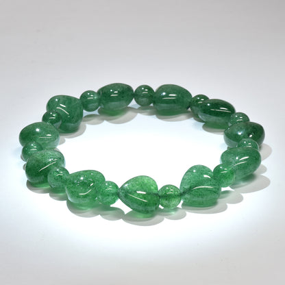 グリーンアベンチュリン ハートカットビーズ ブレスレット 12.5x12/6.5mm #RD223