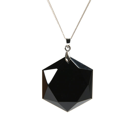 チベット産モリオン 六芒星 ペンダントトップ 30x42x11mm #RD226