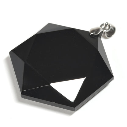 チベット産モリオン 六芒星 ペンダントトップ 30x42x11mm #RD226