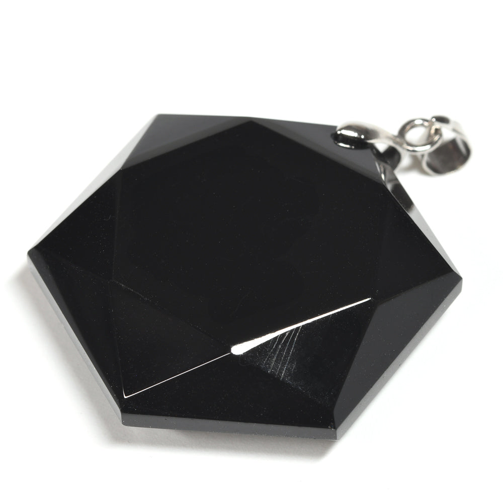 チベット産モリオン 六芒星 ペンダントトップ 30x42x11mm #RD226