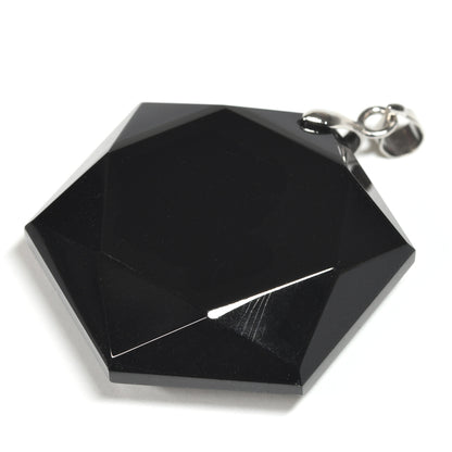 チベット産モリオン 六芒星 ペンダントトップ 30x42x11mm #RD226
