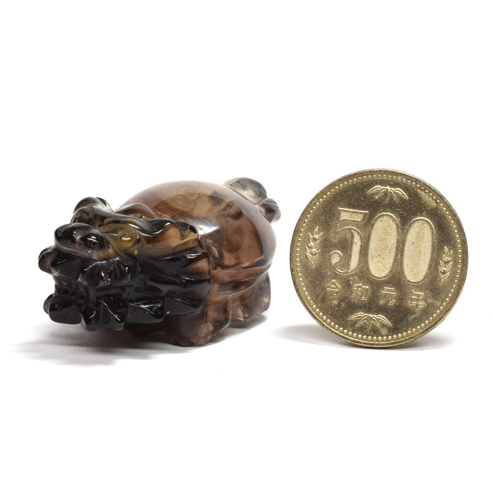 スモーキークォーツ 龍亀 彫刻置物 46x28x20mm #RD265