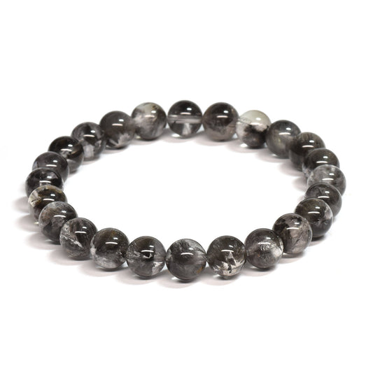 ブラックツリーインクリュージョンクォーツ ブレスレット 7.5mm #RE040 - premium stone gallery