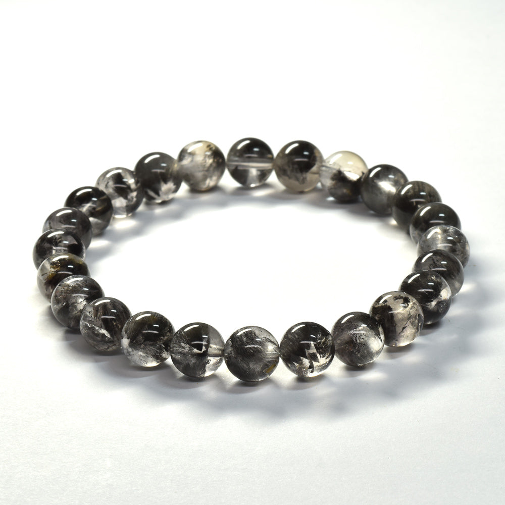 ブラックツリーインクリュージョンクォーツ ブレスレット 7.5mm #RE040 - premium stone gallery