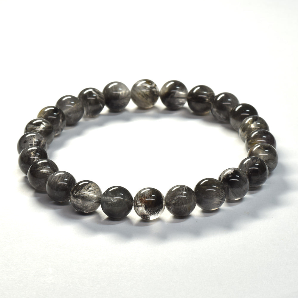 ブラックツリーインクリュージョンクォーツ ブレスレット 7.5mm #RE041 - premium stone gallery