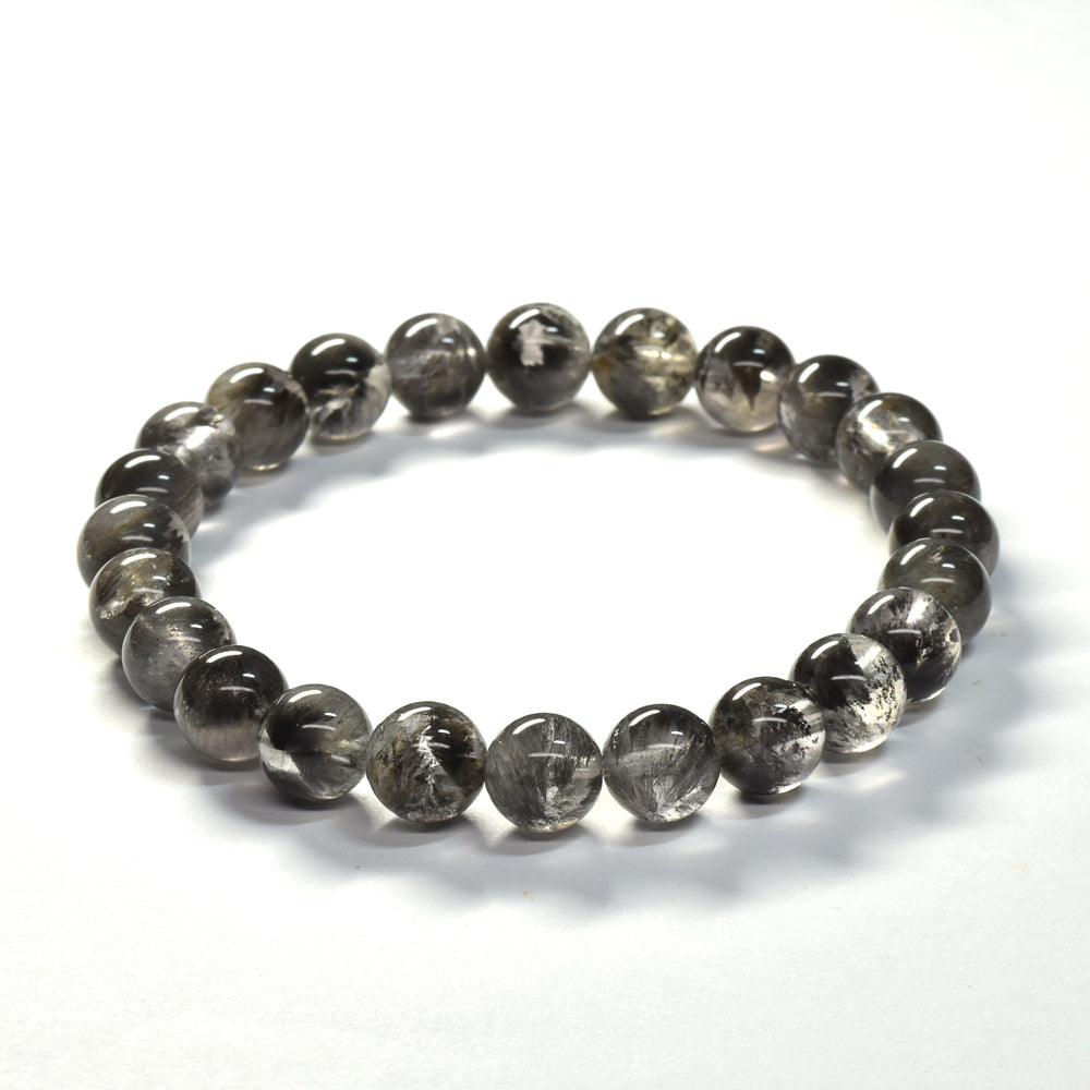 ブラックツリーインクリュージョンクォーツ ブレスレット 7.5mm #RE044 - premium stone gallery