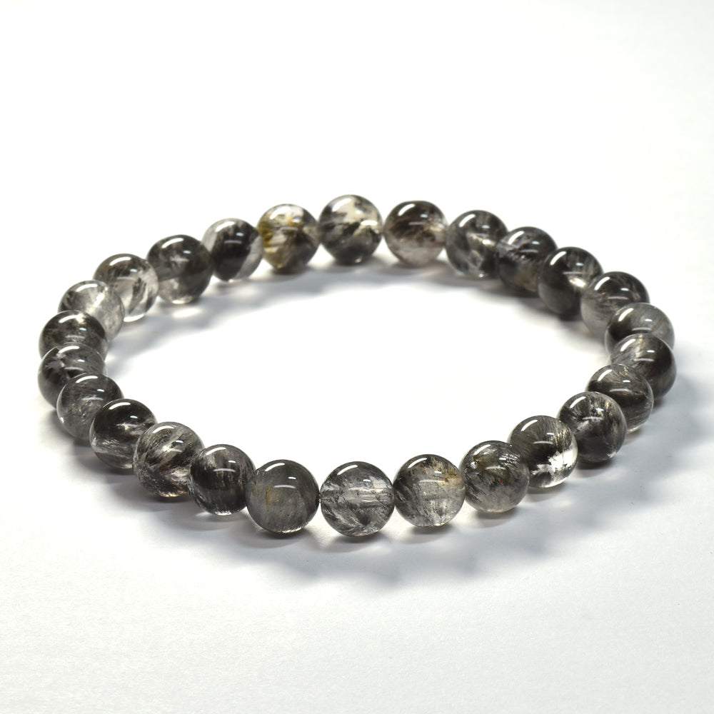 ブラックツリーインクリュージョンクォーツ ブレスレット 7mm #RE046 - premium stone gallery