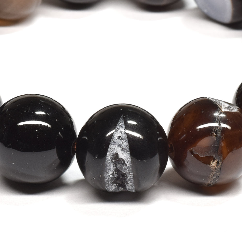 笑口アゲート（ブラックアゲート）ブレスレット 14-14.5mm #RH037