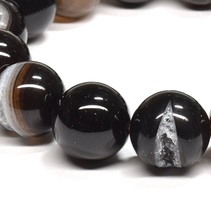 笑口アゲート（ブラックアゲート）ブレスレット 14-14.5mm #RH037
