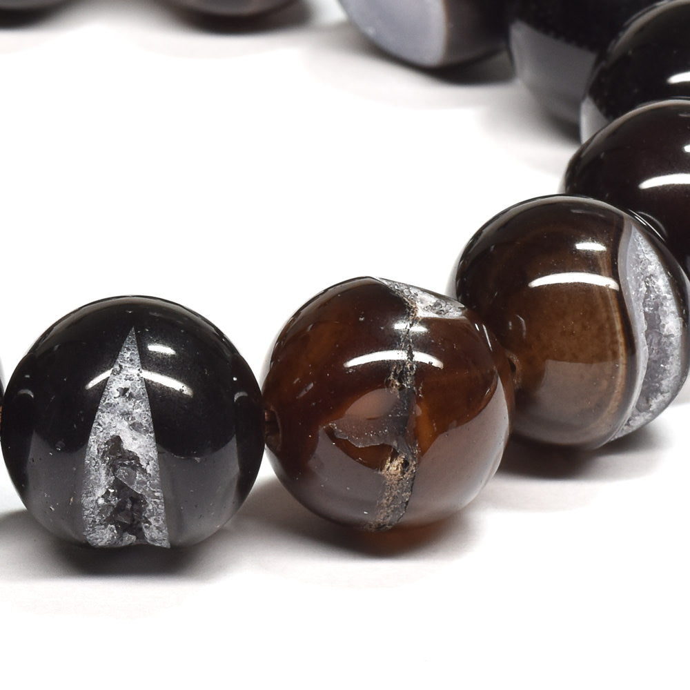 笑口アゲート（ブラックアゲート）ブレスレット 14-14.5mm #RH037