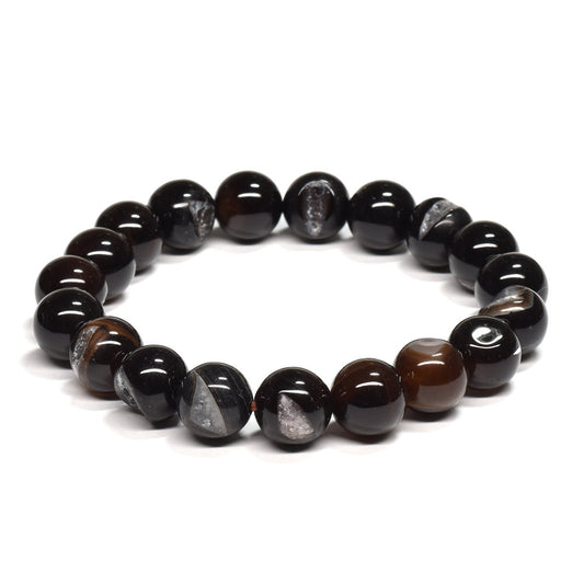 笑口アゲート（ブラックアゲート）ブレスレット 10-10.5mm #RH038