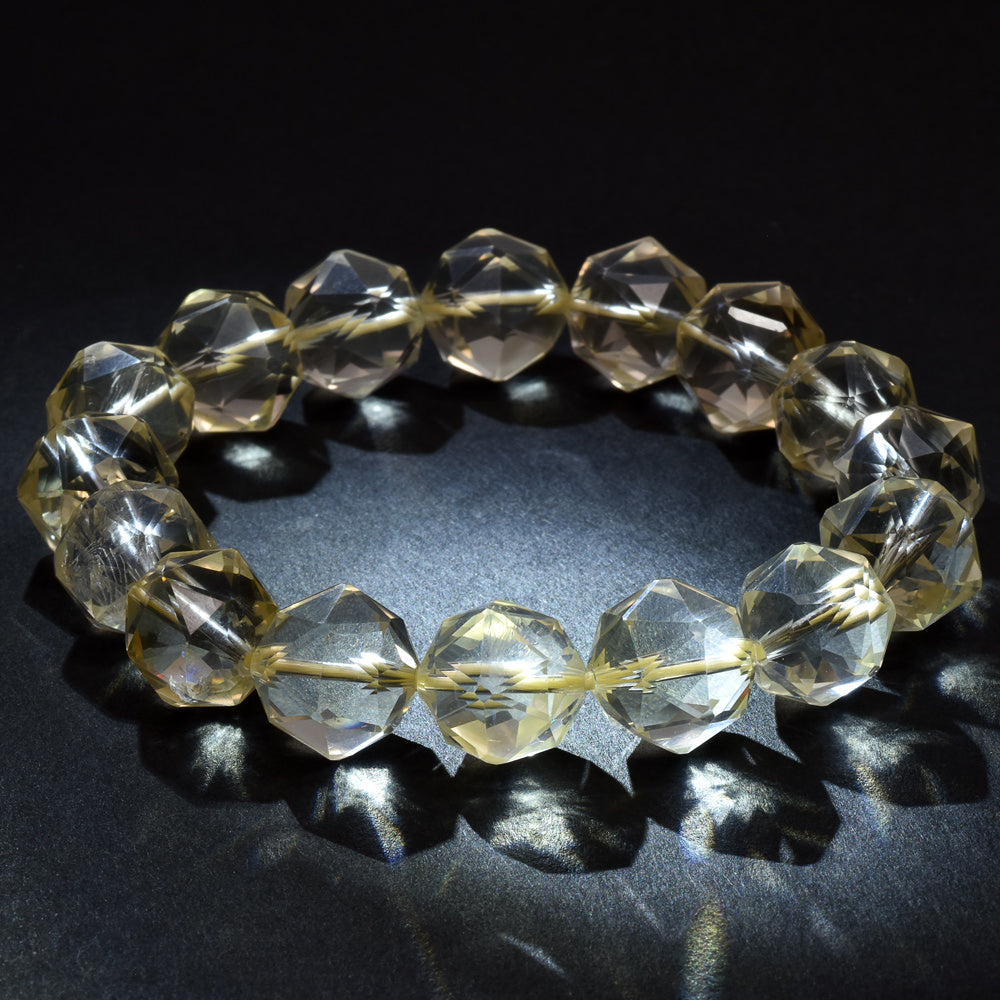 シトリン スターカットカットビーズ ブレスレット 12mm #RJ014