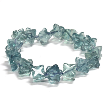 ブルーグリーンフローライト スターダイスカットビーズ ブレスレット 11-12x11-12mm #RJ045