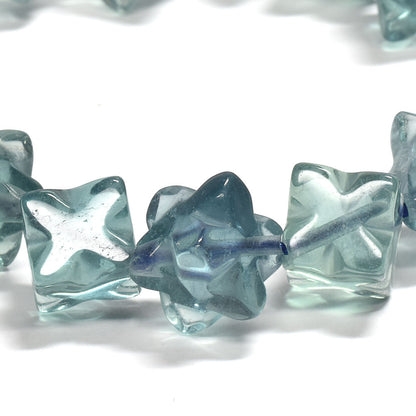 ブルーグリーンフローライト スターダイスカットビーズ ブレスレット 11-12x11-12mm #RJ045