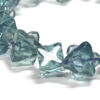ブルーグリーンフローライト スターダイスカットビーズ ブレスレット 11-12x11-12mm #RJ045