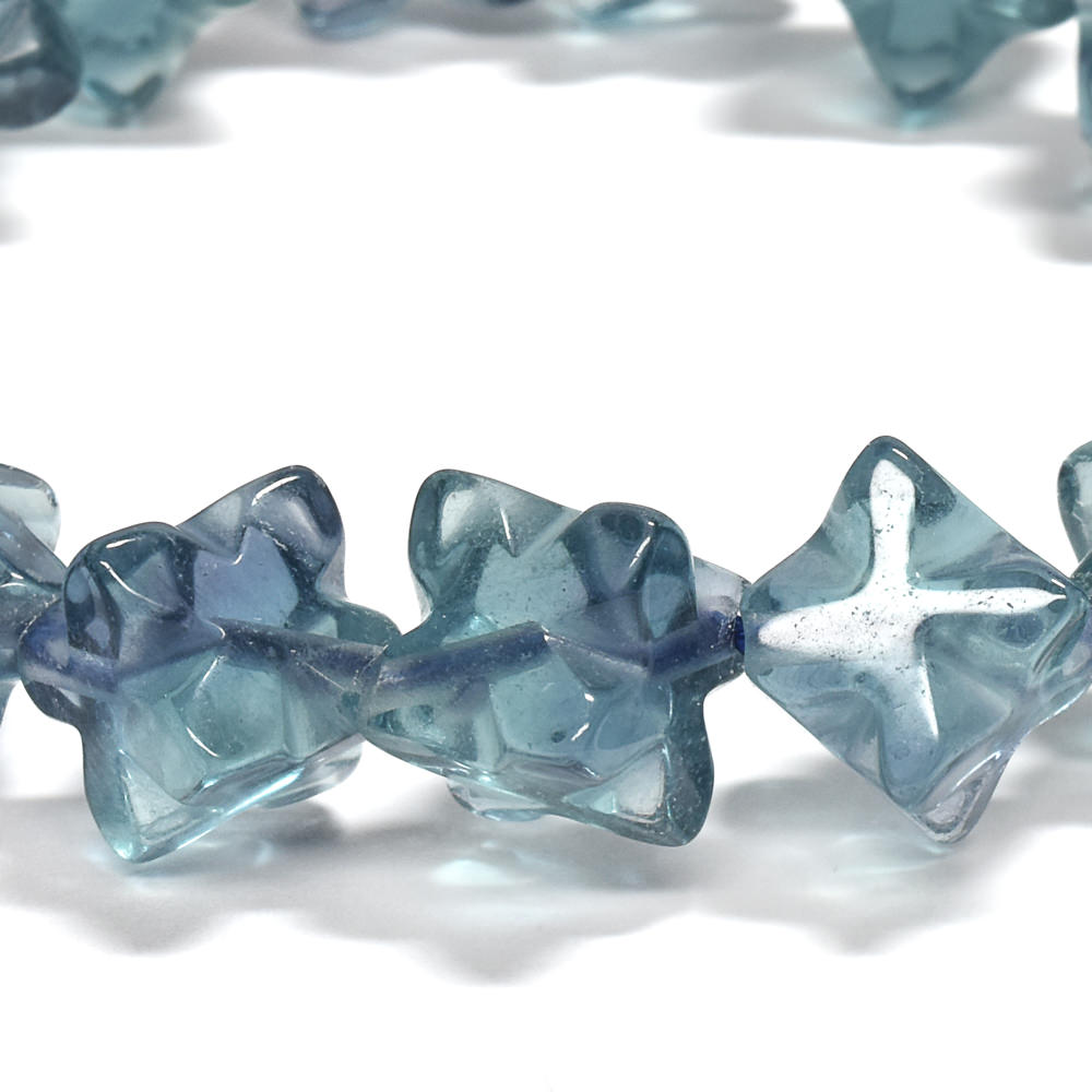 ブルーグリーンフローライト スターダイスカットビーズ ブレスレット 11.5x11.5mm #RJ046