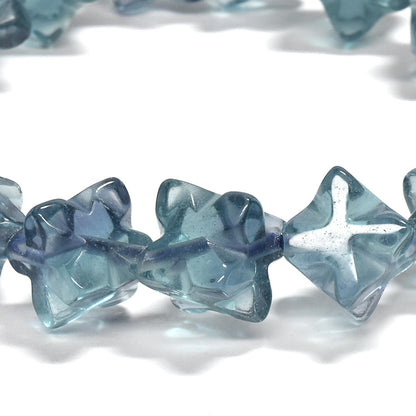 ブルーグリーンフローライト スターダイスカットビーズ ブレスレット 11.5x11.5mm #RJ046