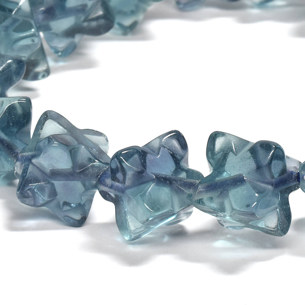 ブルーグリーンフローライト スターダイスカットビーズ ブレスレット 11.5x11.5mm #RJ046