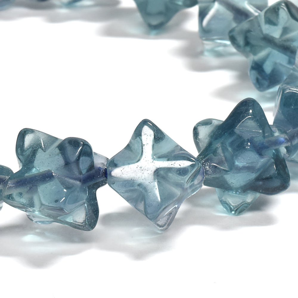 ブルーグリーンフローライト スターダイスカットビーズ ブレスレット 11.5x11.5mm #RJ046