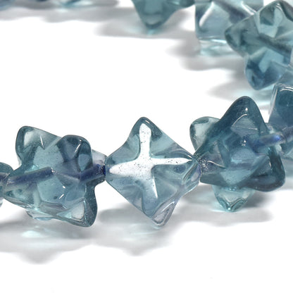 ブルーグリーンフローライト スターダイスカットビーズ ブレスレット 11.5x11.5mm #RJ046