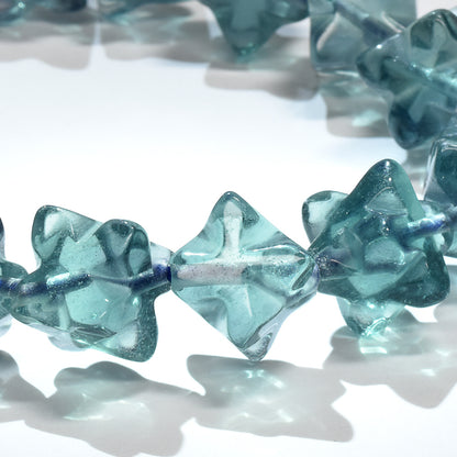 ブルーグリーンフローライト スターダイスカットビーズ ブレスレット 11.5x11.5mm #RJ046