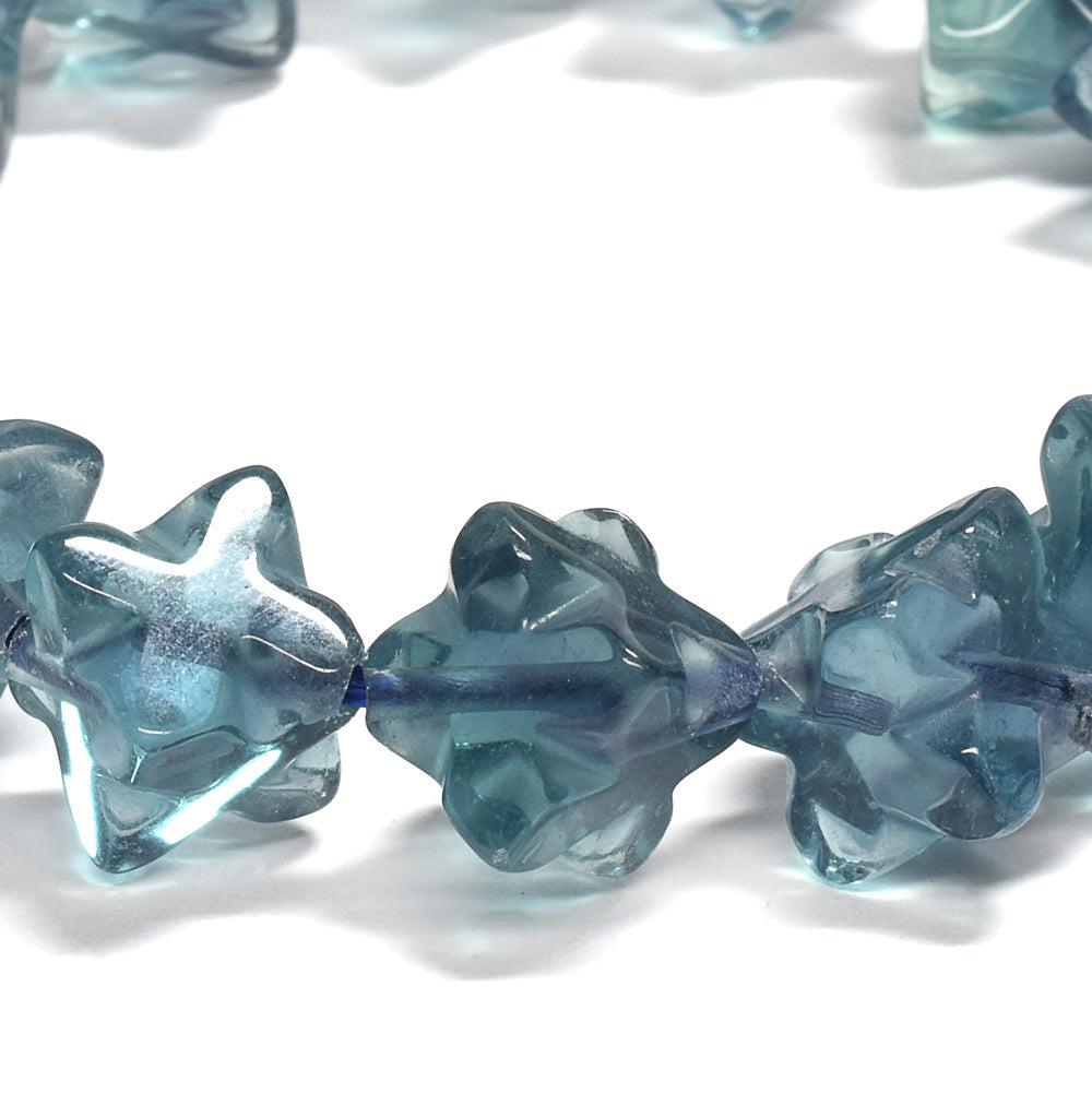 ブルーグリーンフローライト スターダイスカットビーズ ブレスレット 12x12mm #RJ047