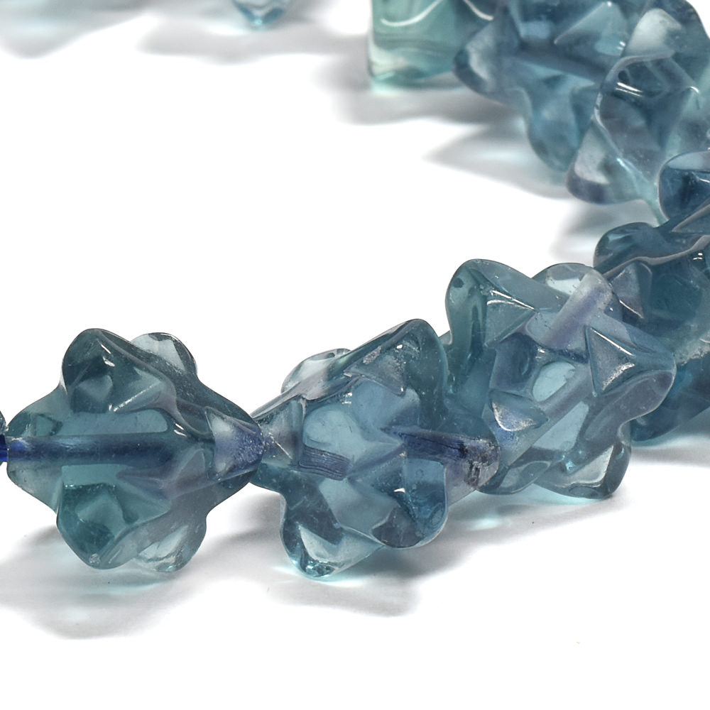 ブルーグリーンフローライト スターダイスカットビーズ ブレスレット 12x12mm #RJ047