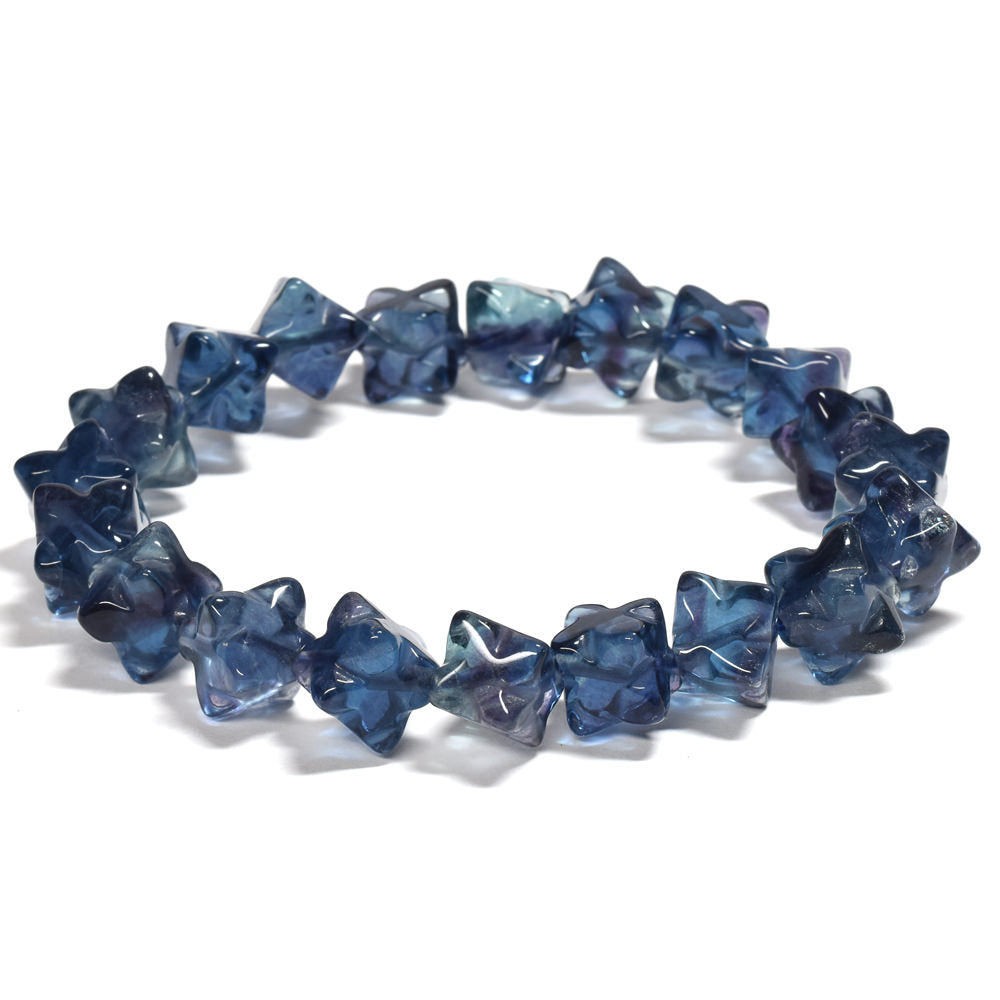 ブルーフローライト スターダイスカットビーズ ブレスレット 10.5x10.5mm #RJ048