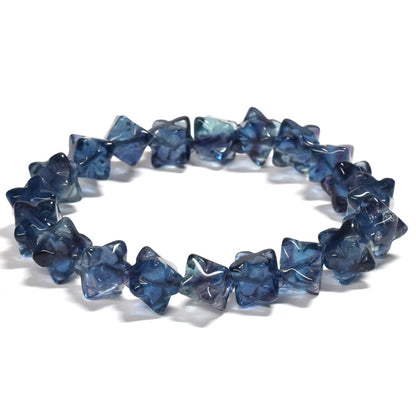 ブルーフローライト スターダイスカットビーズ ブレスレット 10.5x10.5mm #RJ048