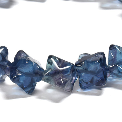 ブルーフローライト スターダイスカットビーズ ブレスレット 10.5x10.5mm #RJ048