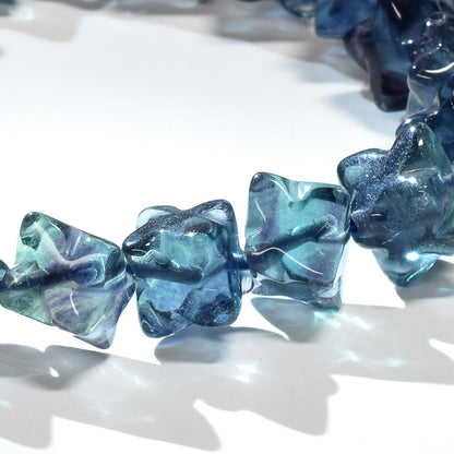 ブルーフローライト スターダイスカットビーズ ブレスレット 10.5x10.5mm #RJ048