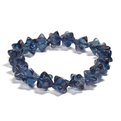 ブルーフローライト スターダイスカットビーズ ブレスレット 10.5x10.5mm #RJ049