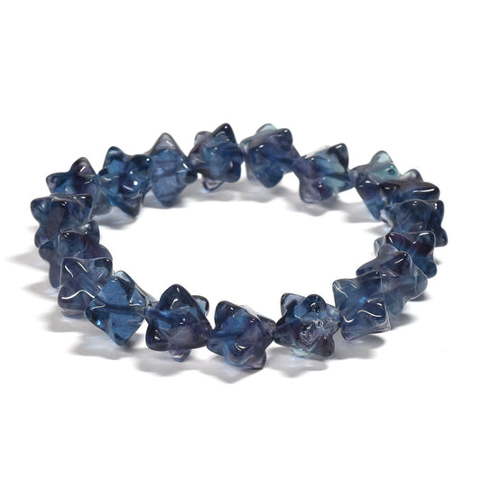 ブルーフローライト スターダイスカットビーズ ブレスレット 10.5x10.5mm #RJ049