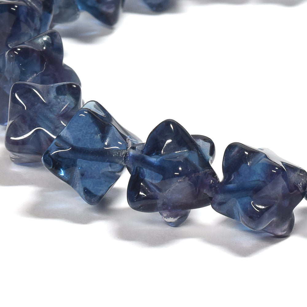ブルーフローライト スターダイスカットビーズ ブレスレット 10.5x10.5mm #RJ049