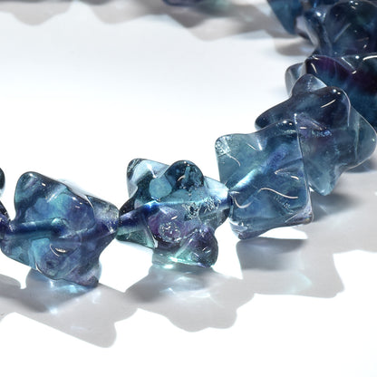 ブルーフローライト スターダイスカットビーズ ブレスレット 10.5x10.5mm #RJ049